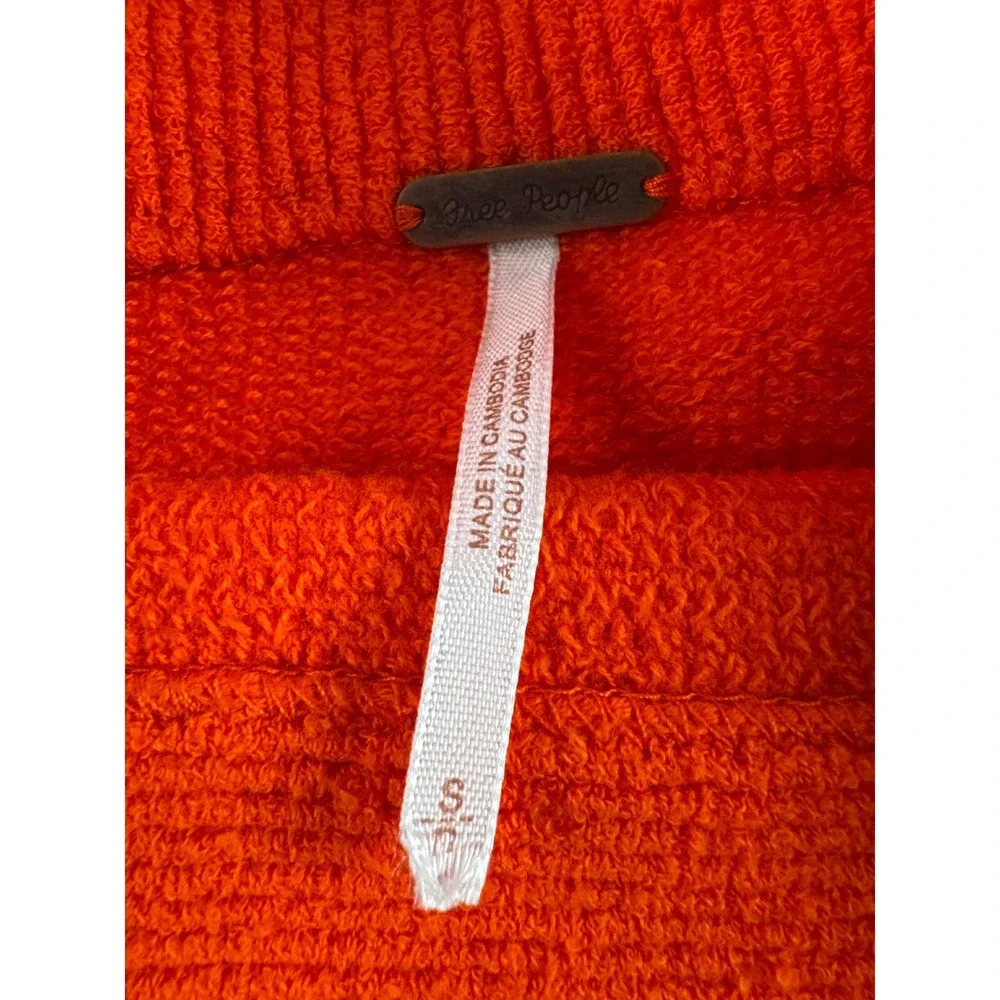 Free People Ottoman Slouchy Tunic Sweater Orange Mock Neck Ribbed Knit Small